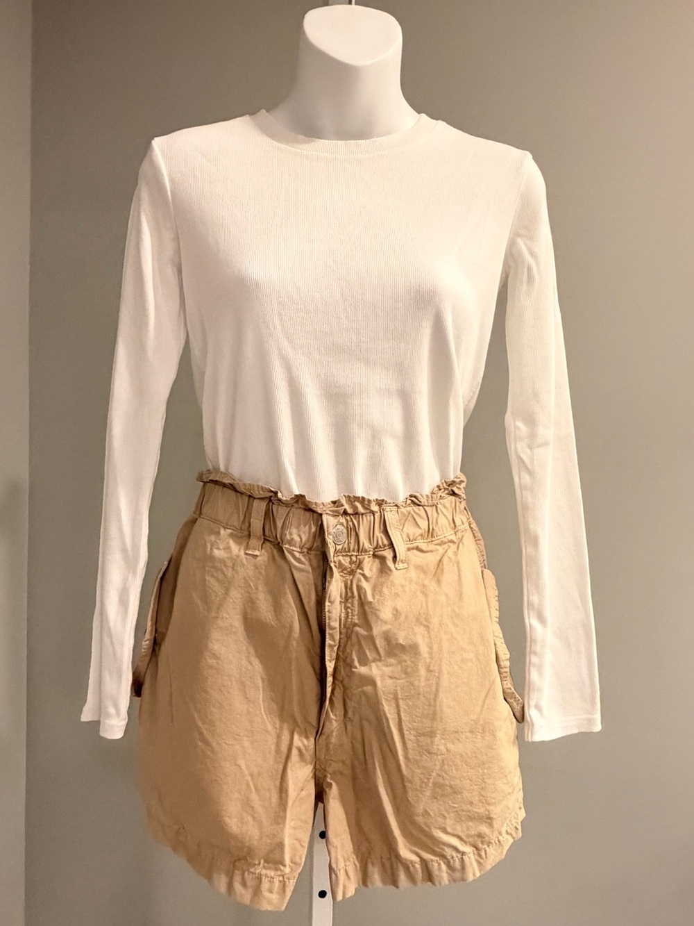 AMO White Ribbed Top S + Parachute Shorts 27 NEW $320!!